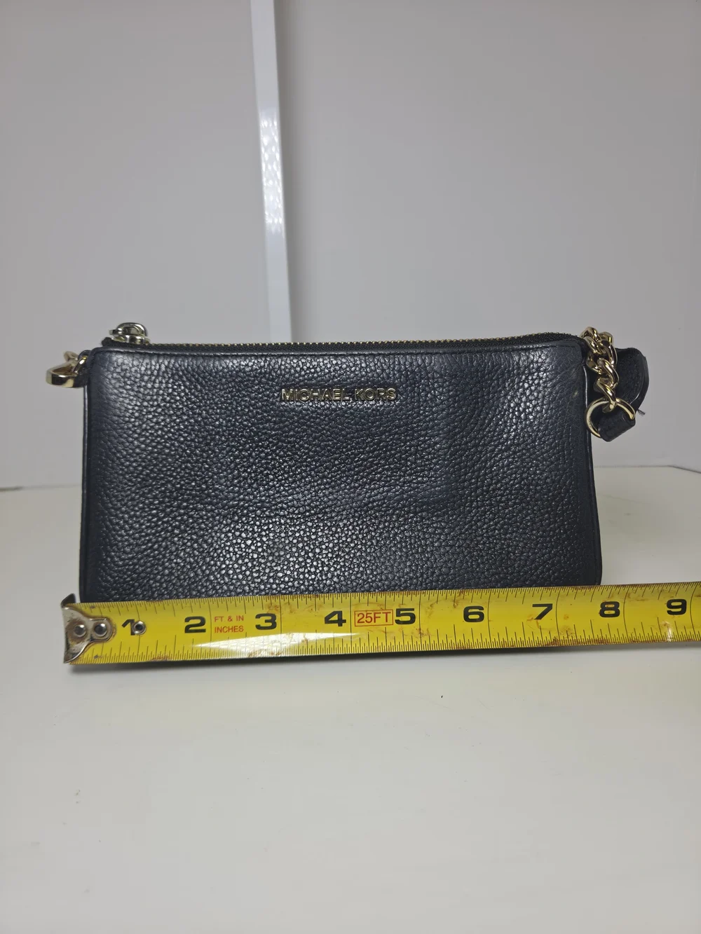 Michael Kors Black Pebbled Leather Chain Shoulder Bag